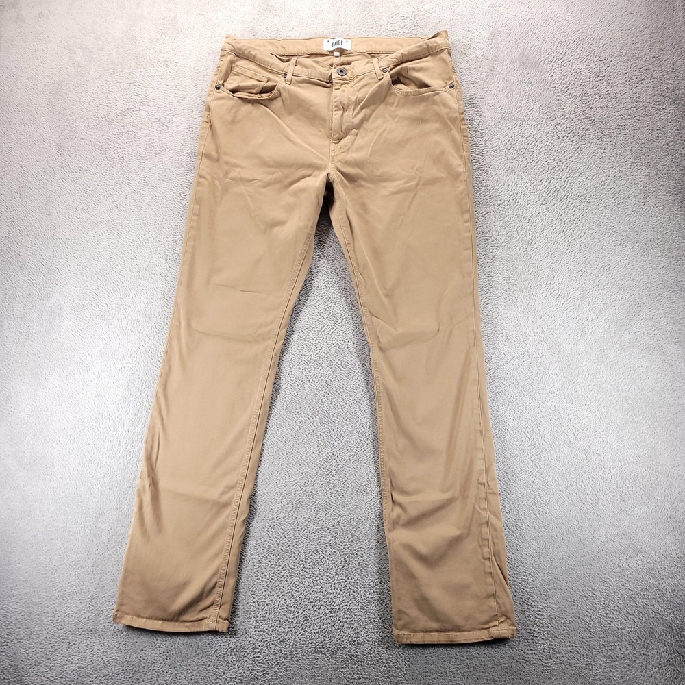 Paige Jeans Mens 36x32 Tan Normandie Regular Straight Stretch Denim Comfort